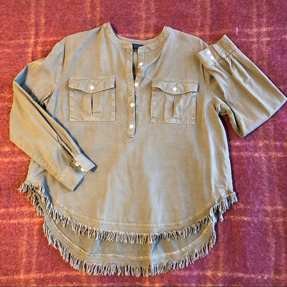 Sen frayed tencel long sleeve shirt